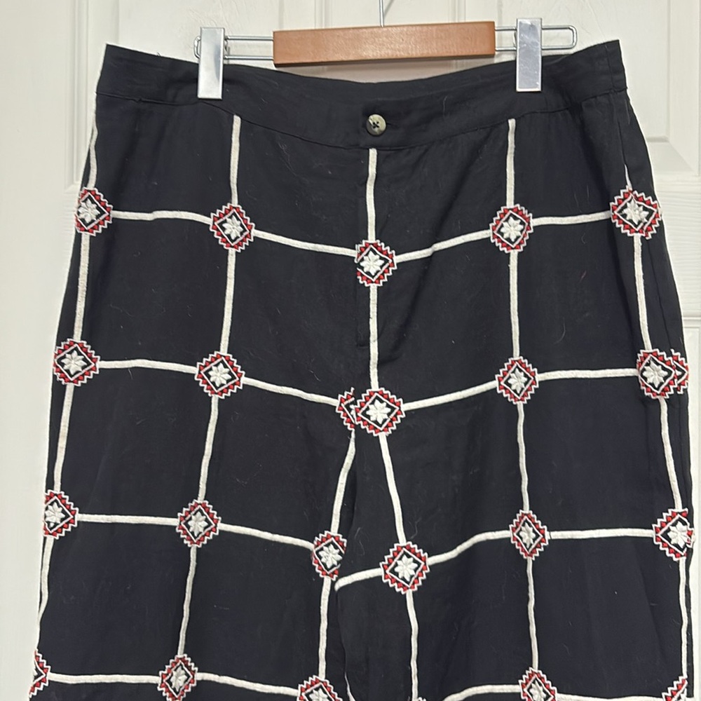 SEEN WORN KEPT embroidered pants.  Size L